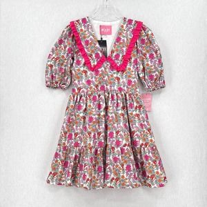 MOLBY THE LABEL Bertie Mini Dress Womens 6 Pink Floral Print Cotton Smock NWT